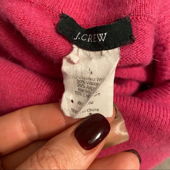 J Crew Bright Pink Wool Blend Cowl Neck Sweater - Picture 6 of 6